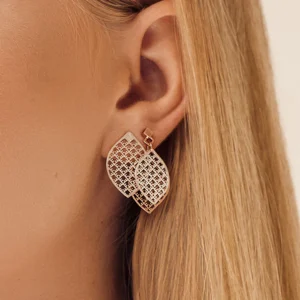 Recycled sterling silver earrings DIAMOND LEAF